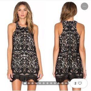 Lovers + Friends Caspian Shift Lace Black Mini Dress Size Small